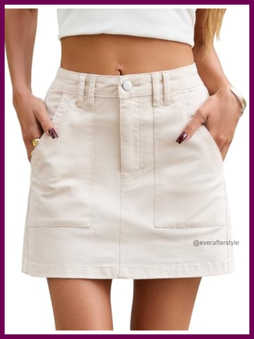 High Waisted Mini Skirt Stretch Cotton Pockets Casual Formal